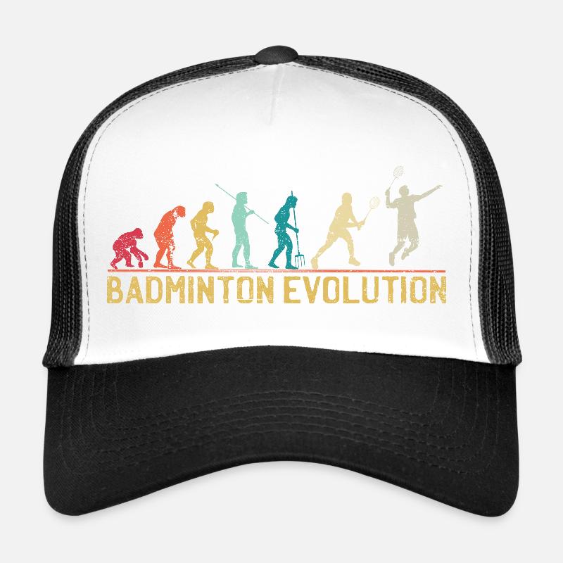 Badminton Evolution Zeitleiste Design - Trucker Cap - Weiß/Schwarz