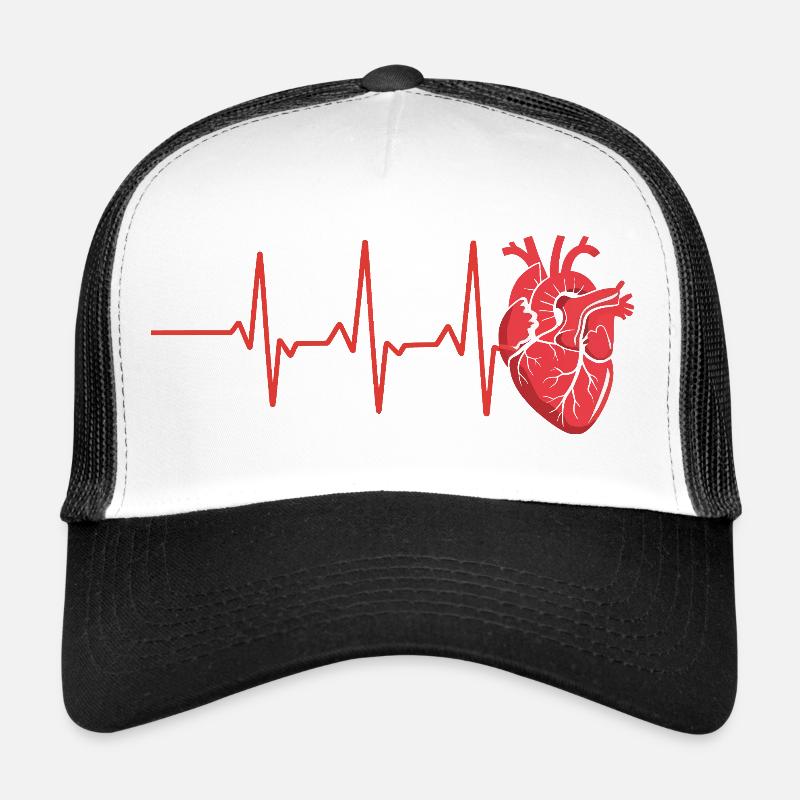 Lebenswille Herzschlag Design - Trucker Cap - Weiß/Schwarz