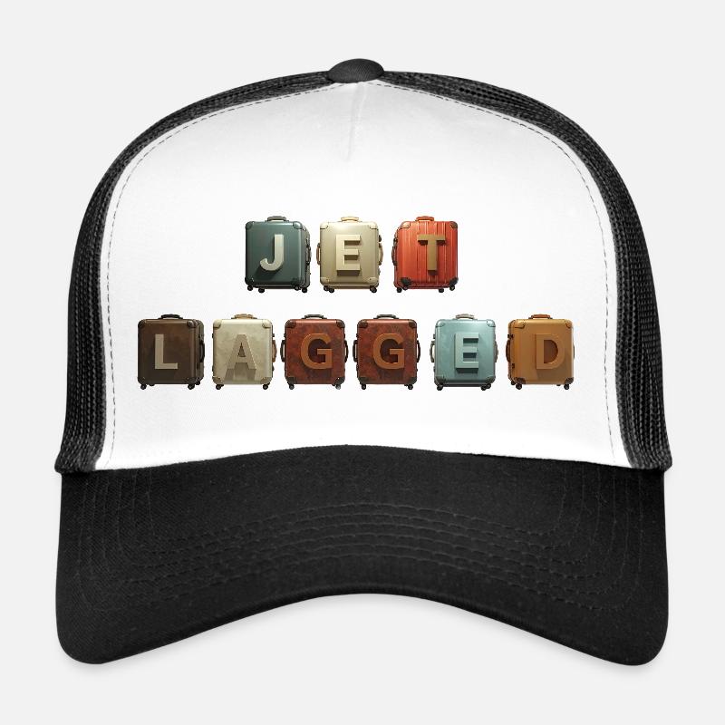 JET LAGGED – suitcase in the air - Trucker Cap - white/black
