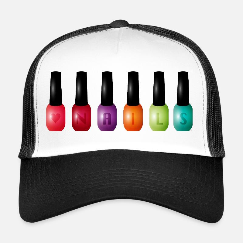 Vernis à ongles coloré avec motif typographique « Nails » Casquette trucker 