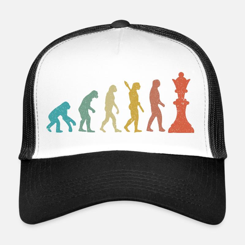 Évolution de l’Homme vers le Roi Échecs Humour Casquette trucker 