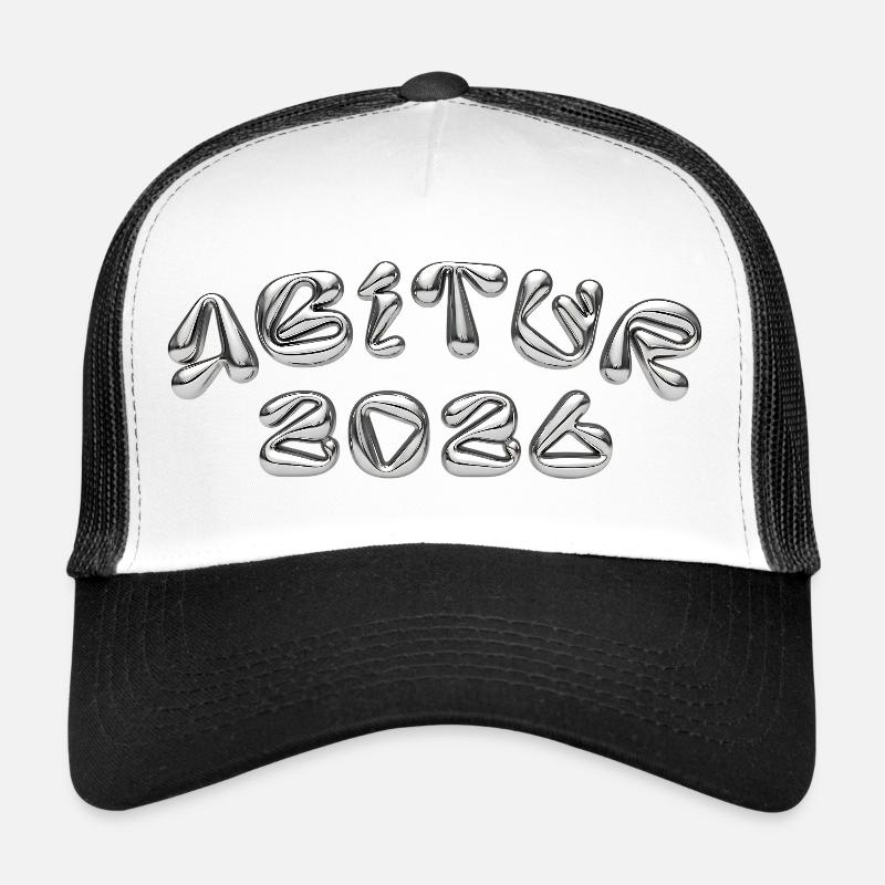 Abitur 2024 Silber Ballon-Design - Trucker Cap - Weiß/Schwarz