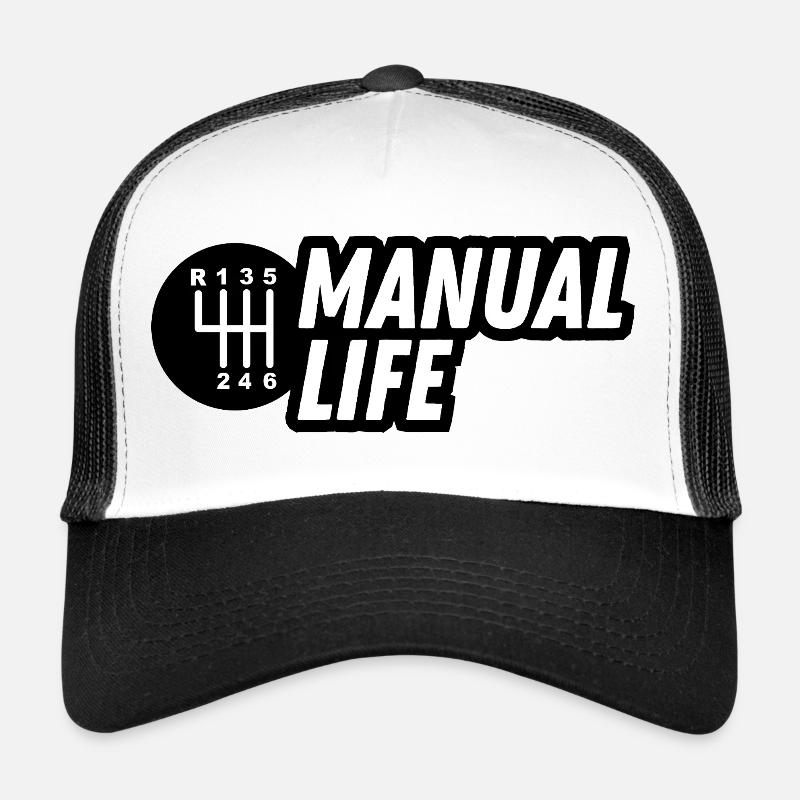 JDM sticker - manual life - Trucker Cap - white/black