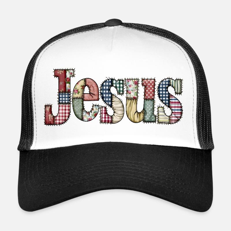 Patchwork Jesus Schriftzug Trucker Cap