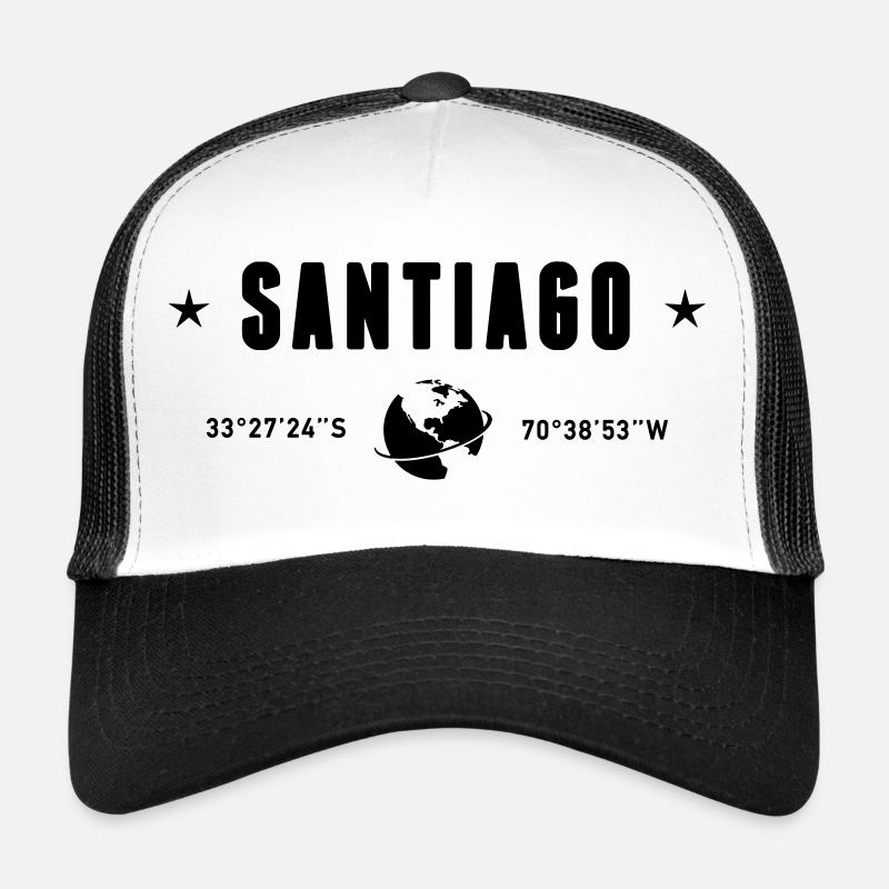 Santiago Chile Coordinates Planet Earth Trucker Cap