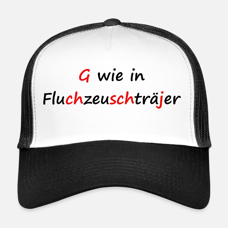 Fluchzeuschträjer Spruch / Dialekt / Kölsch - Trucker Cap - Weiß/Schwarz