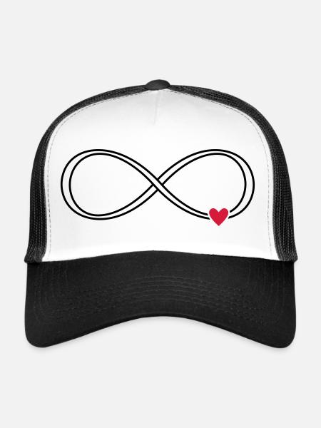 Signe infini coeur signe symbole cadeau amour - Casquette trucker  - blanc/noir - Devant