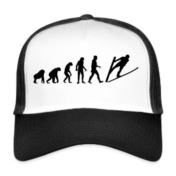 Ski Jumping Evolution Ski Jumper Gift Funny - Trucker Cap - white/black - Front