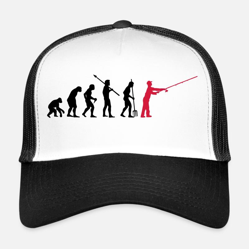 Angeln Evolution freie Farbwahl beim Druck - Trucker Cap - Weiß/Schwarz