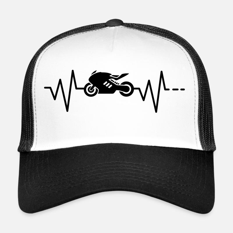 Heartbeat - Motorcycle, Moto GP, Race, Machine - Trucker Cap - white/black