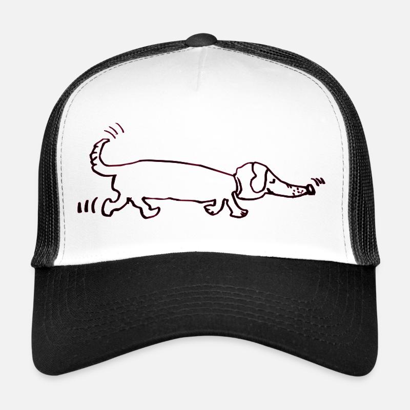 drôle teckel, teckel, chien, teckel - Casquette trucker - blanc/noir