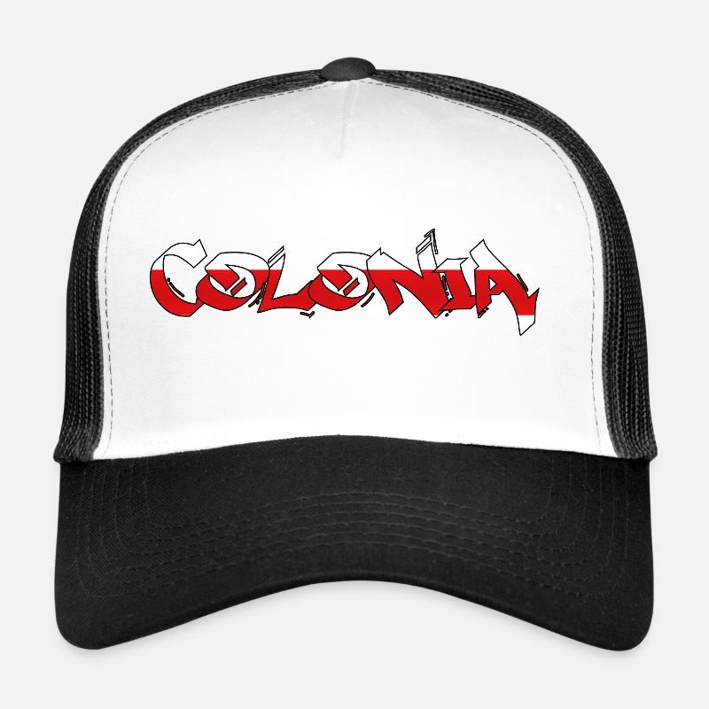 "Colonia" Rot-Weiss [MARSNEVENEKSK] - Trucker Cap - Weiß/Schwarz