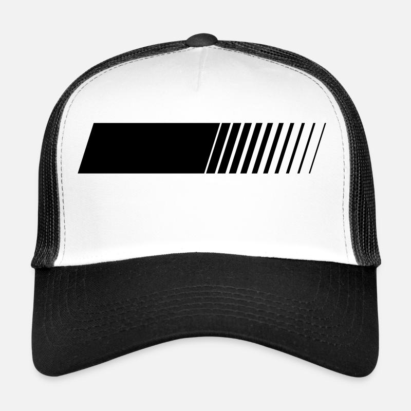 Rennstreifen Links Blanko - Trucker Cap - Weiß/Schwarz