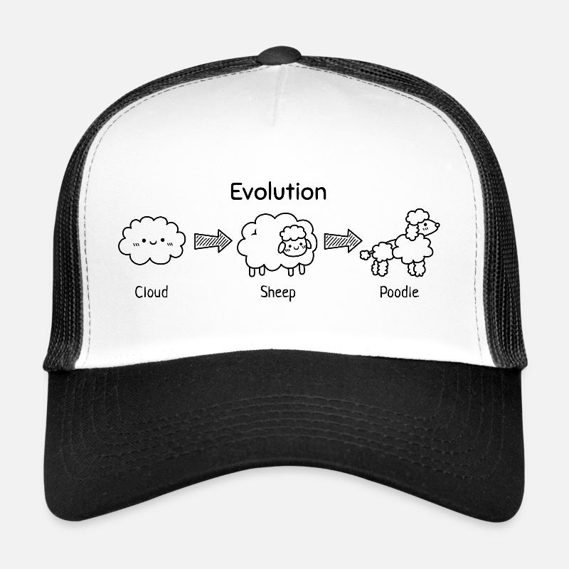 Évolution drôle du nuage aux moutons et au caniche Casquette trucker 