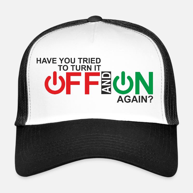 Lebendiges Design der Ein-/Aus-Taste - Trucker Cap - Weiß/Schwarz