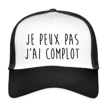 JE PEUX PAS J AI COMPLOT - Casquette trucker  - blanc/noir - Devant