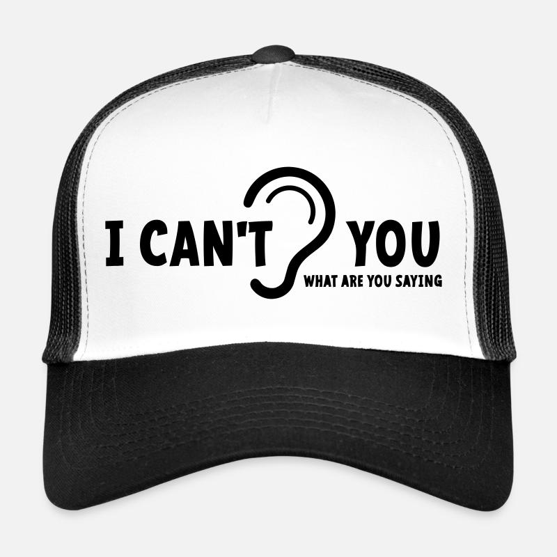Deaf, hard of hearing, deafness, hearing loss sign - Trucker Cap - white/black
