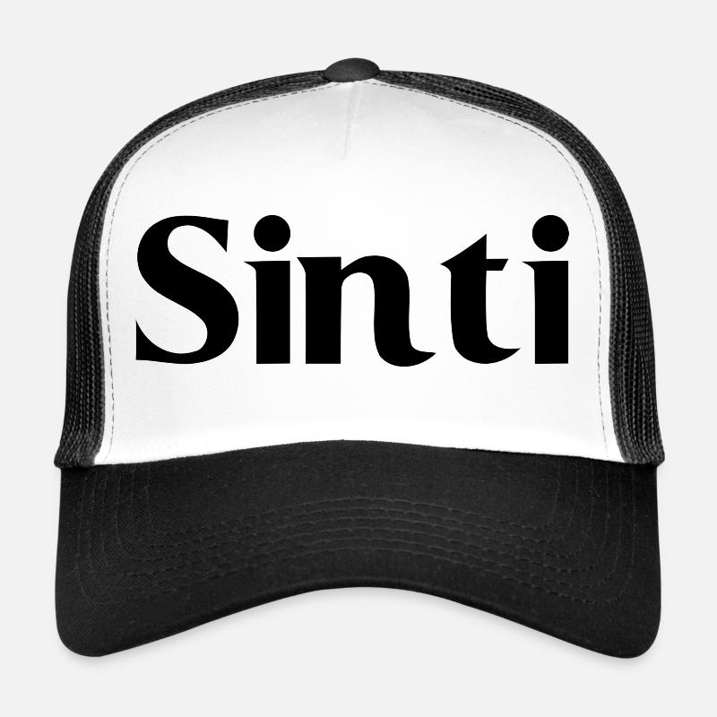 Sinti- Schwarze Schrift - Trucker Cap - Weiß/Schwarz