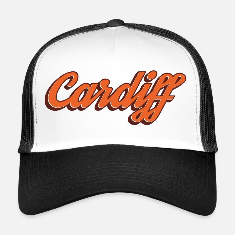Cardiff Script Orange Trucker Cap