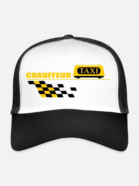 Chauffeur de taxi - Casquette trucker  - blanc/noir - Devant