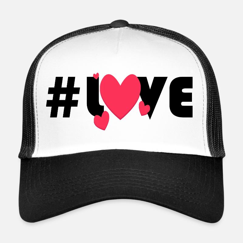 Red Hearts on Black Background Trucker Cap
