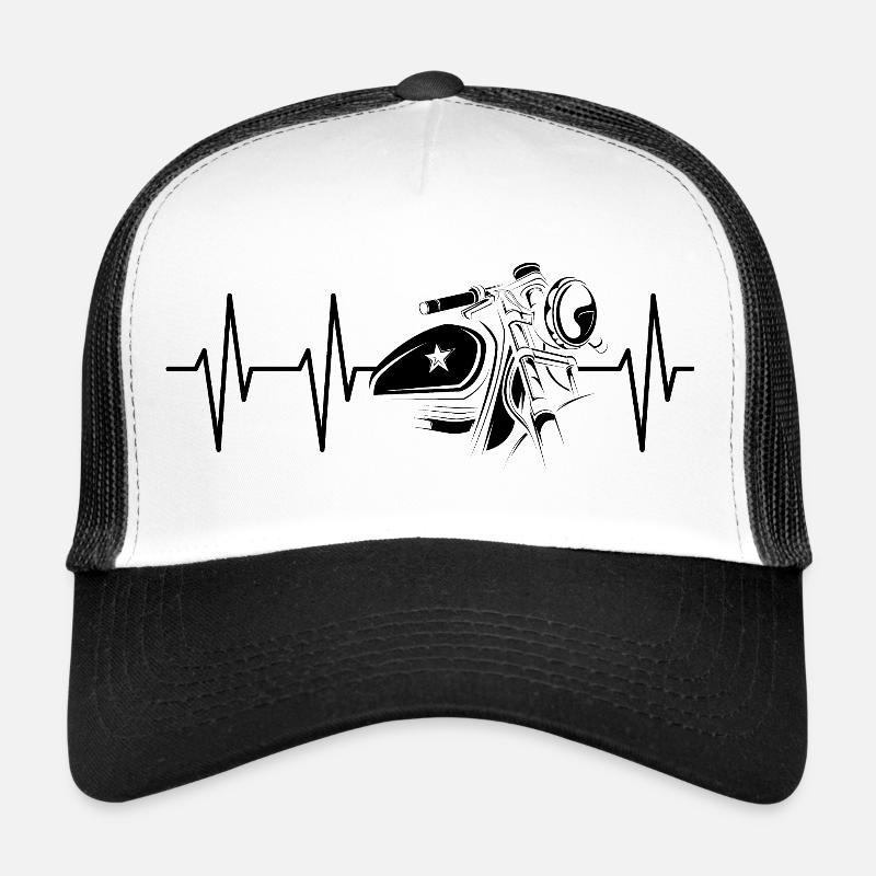 custom bikes heartbeat pulse ekg motorcycles biker Trucker Cap