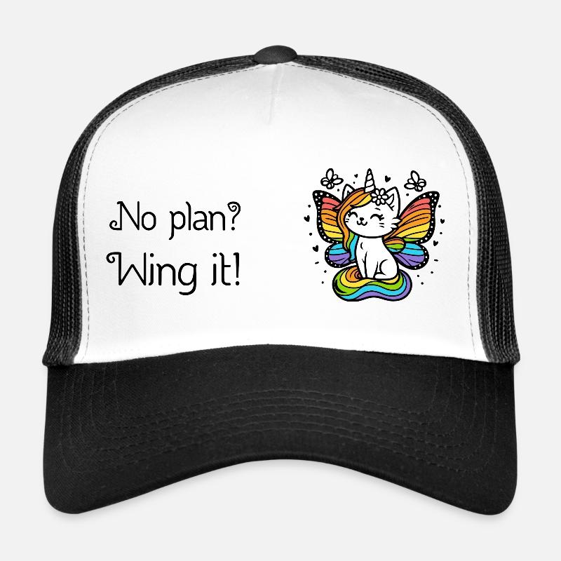Pas de plan ? Ailez-le ! Chat licorne ailé (coloré) Casquette trucker 