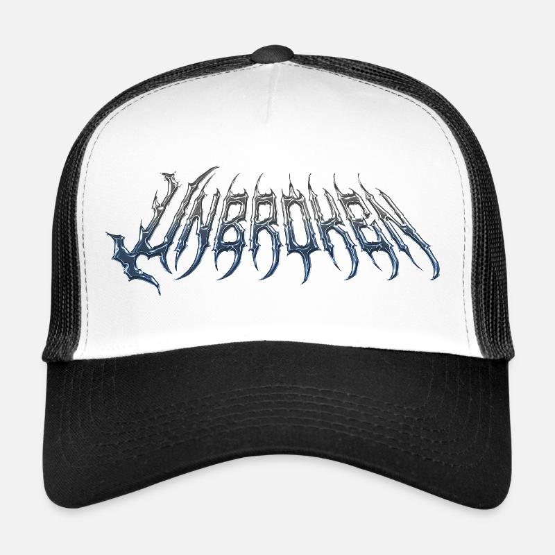 Unbroken – kaltmetallischer Chromtext - Trucker Cap - Weiß/Schwarz