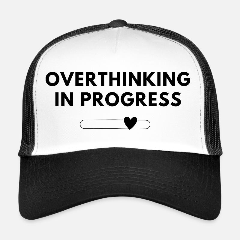 Trop réfléchir en cours – Chemise statement - Casquette trucker  - blanc/noir