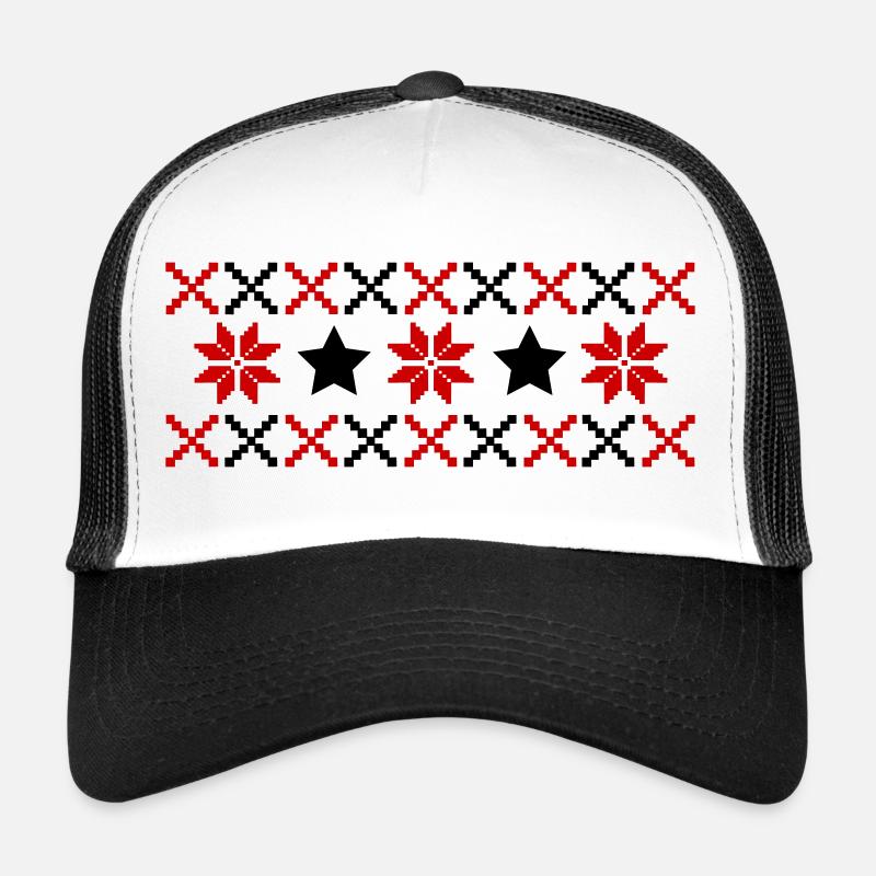 Norweger Muster Winter - Trucker Cap - Weiß/Schwarz