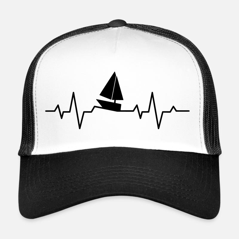 Gift for Sailor, Sailing Heartbeat Motif - Trucker Cap - white/black