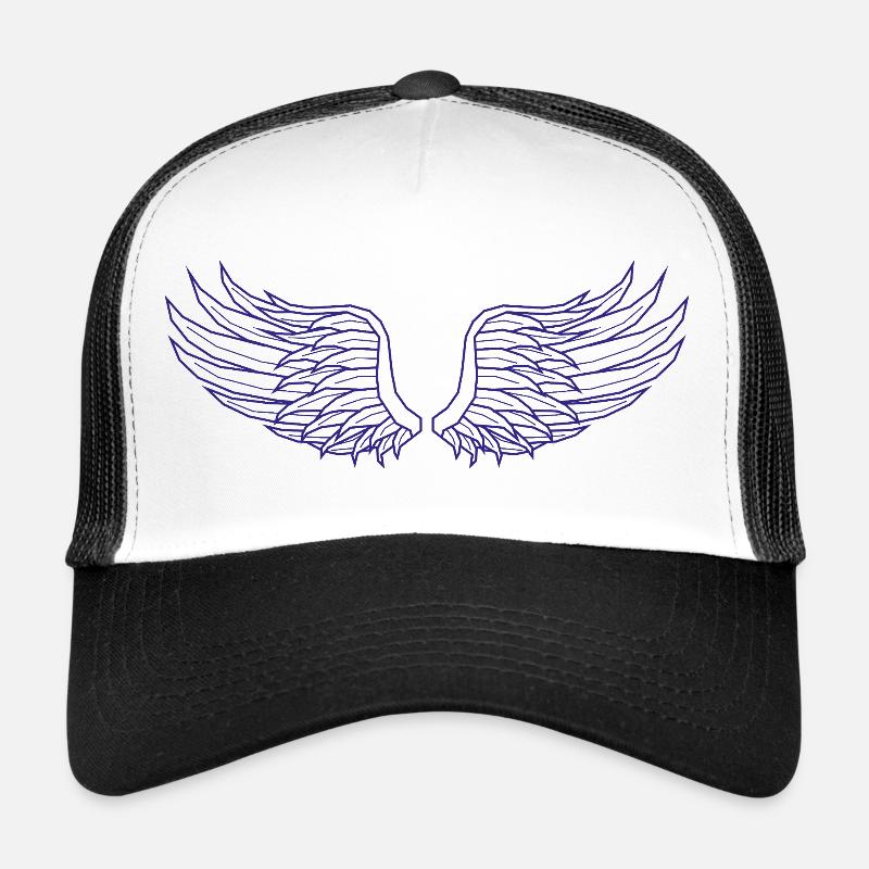 Digital Wings – Modern Line Art in Blue Trucker Cap