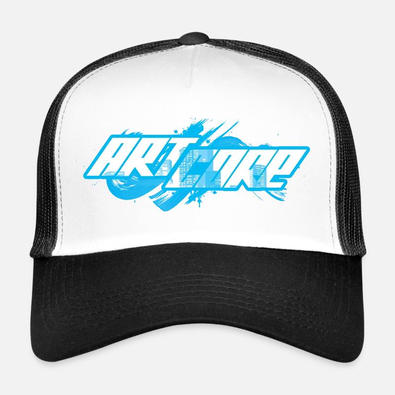 ArtCore graffiti Bleu Splash jeu de mot Hardcore - Casquette trucker - blanc/noir