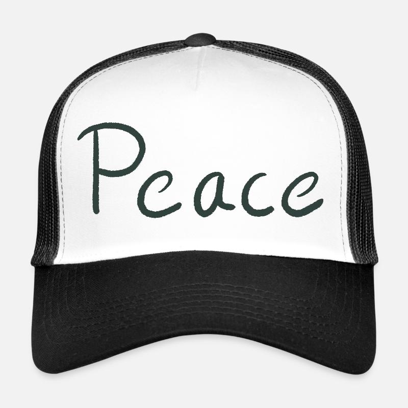 Peace Hand Lettering Green Trucker Cap