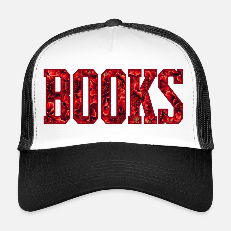 Red Flower Letters Book Trucker Cap
