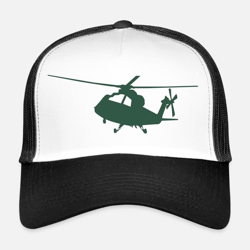 Silhouette d’hélicoptère vert Casquette trucker 