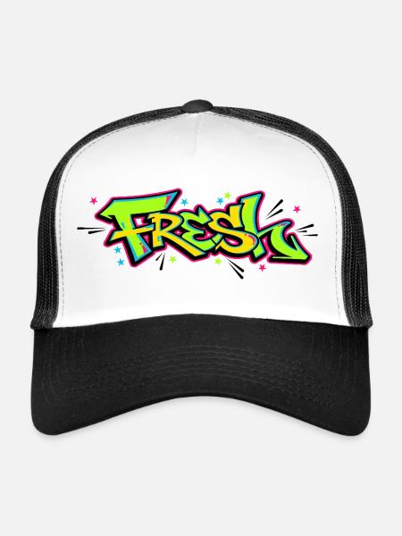 Graffiti Fresh - Casquette trucker  - blanc/noir - Devant