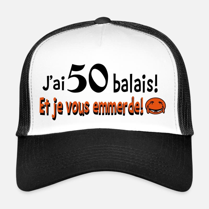 50 balais - Casquette trucker  - blanc/noir