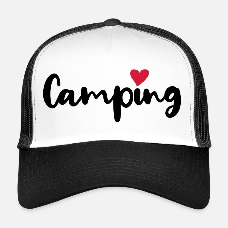 Camping Camper Herz Sommer Urlaub Wohnmobil Fan - Trucker Cap - Weiß/Schwarz