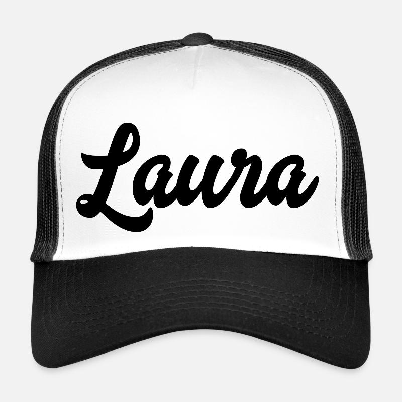 Laura Custom Text Nom d’anniversaire - Casquette trucker  - blanc/noir