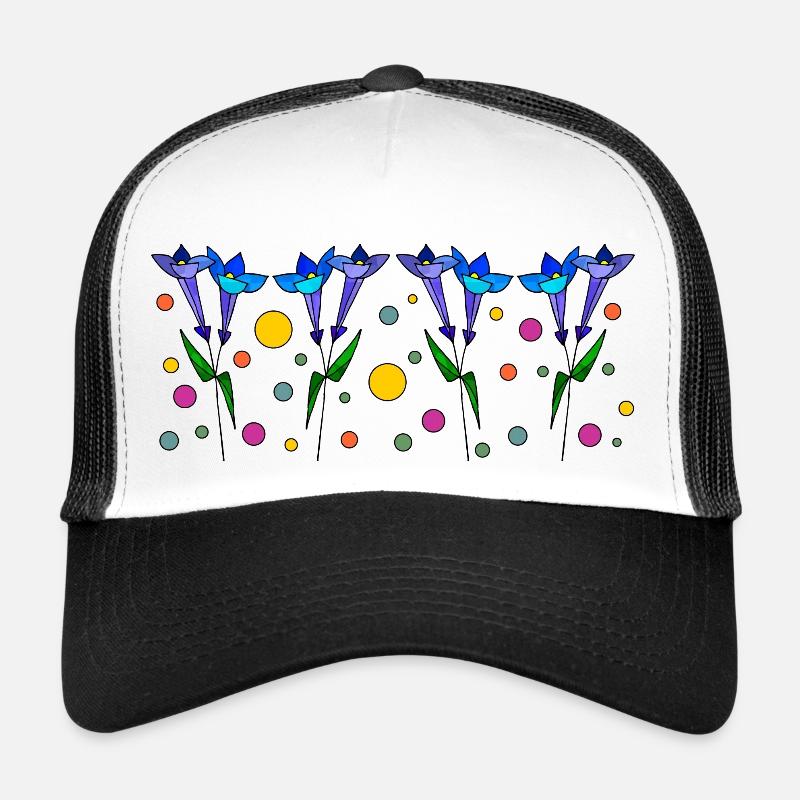 Blumen - Trucker Cap - Weiß/Schwarz