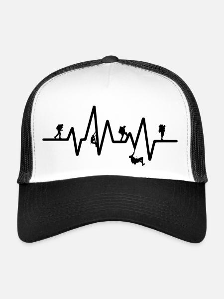Alpinisme Heartbeat Randonnée Pulse Line Cadeau - Casquette trucker  - blanc/noir - Devant