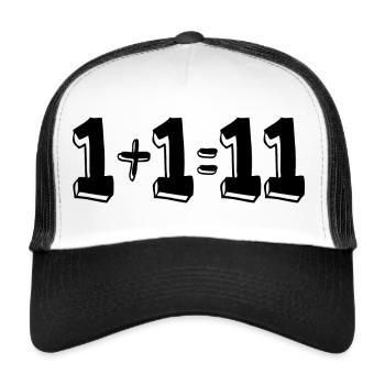 1 plus 1 égal 11 - Casquette trucker  - blanc/noir - Devant