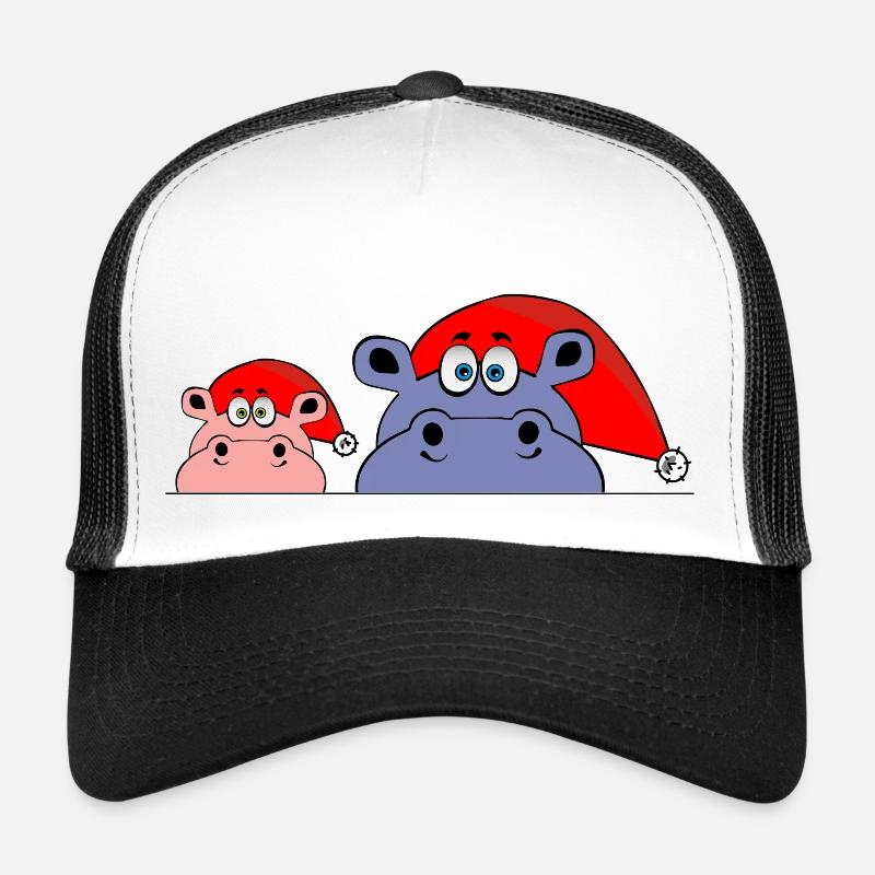 weihnachten christmas hippo geschenk geschenkidee - Trucker Cap - Weiß/Schwarz