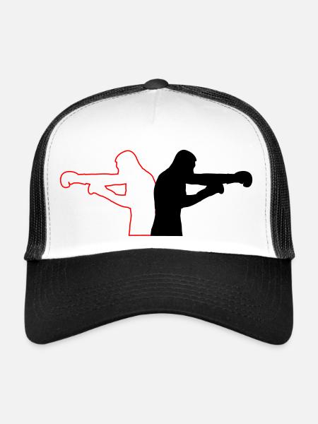 Boxe - Casquette trucker  - blanc/noir - Devant