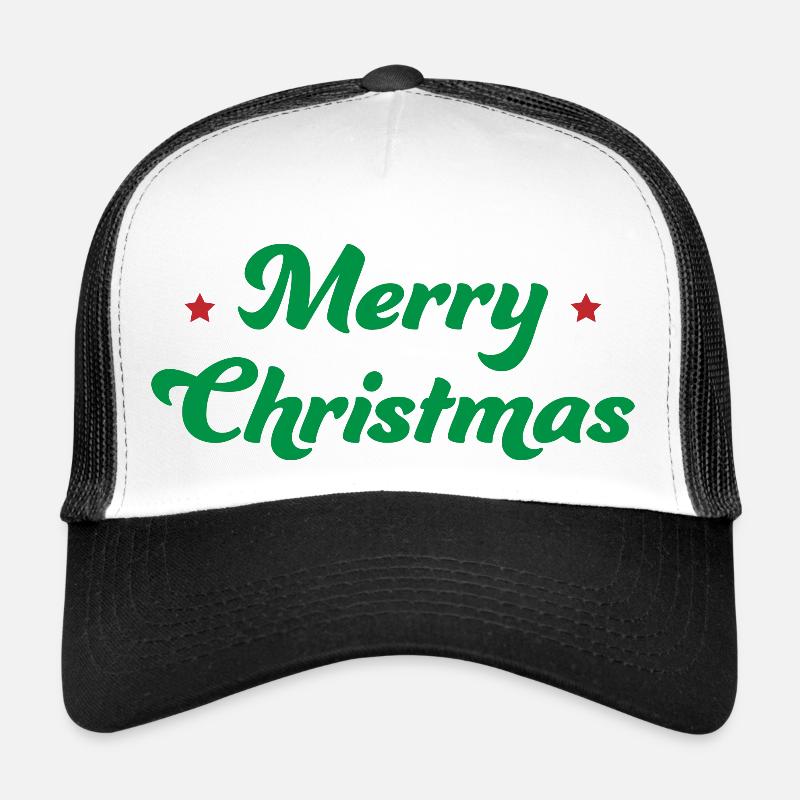 Merry Christmas Asterisk Green Red Trucker Cap