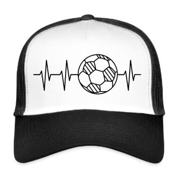 minimal Fußball Herzschlag Mannschaft Linien Logo - Trucker Cap - Weiß/Schwarz - Vorne