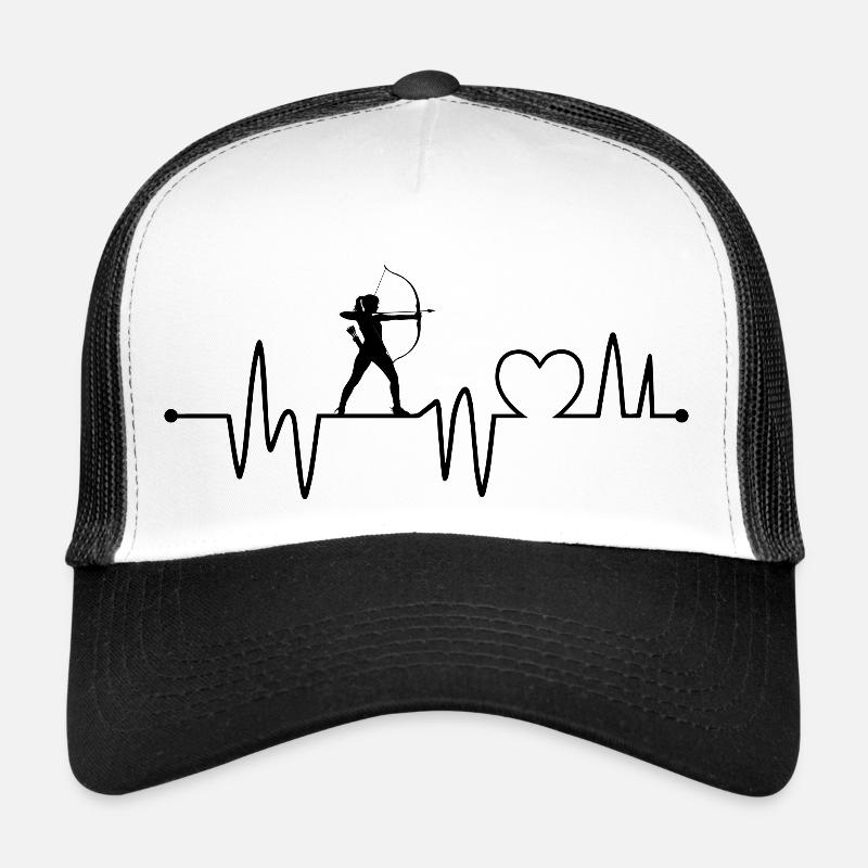 Herzschlag beim Bogenschießen - Trucker Cap - Weiß/Schwarz