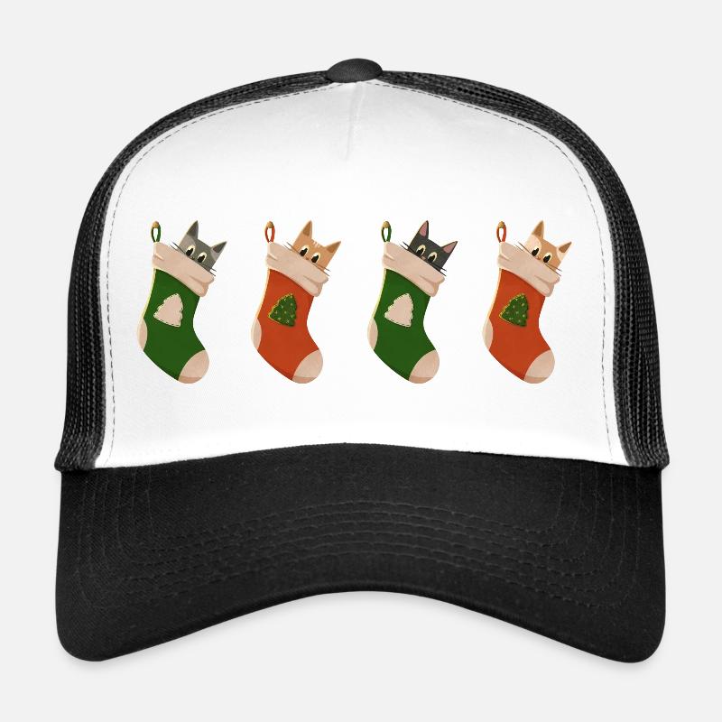 Chats en bottes pour Noël Casquette trucker 