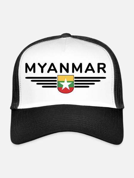 T-shirt Myanmar – Une touche de tradition - Casquette trucker  - blanc/noir - Devant